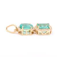 1.46 Ct Octagon Step Cut, Oval Mixed Cut Natural Emerald 14K Gold Pendant