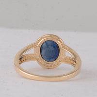 2.38 Ct Cushion Sapphire 9K Gold Ring