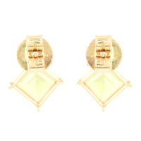 2.11 Ct Square Step Cut Natural Peridots 14K Gold Earrings