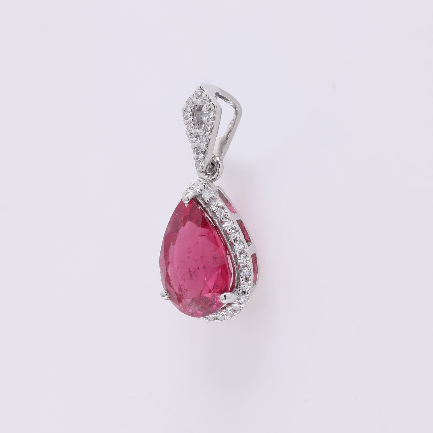 2.02 Ct Pear Mixed Cut Natural Pink Tourmaline 950 Platinum Pendant