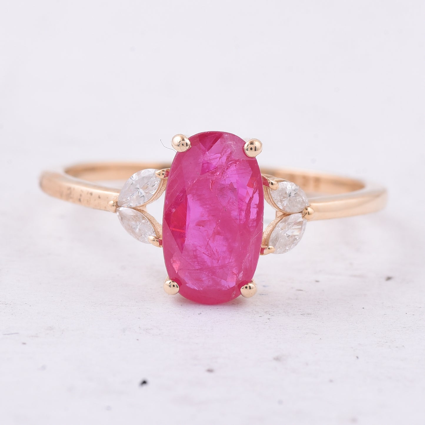 1.75 Ct Oval Natural Ruby 14K Gold Ring