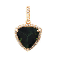 2.12 Ct Triangle Mixed Cut Natural Green Tourmaline 14K Gold Pendant