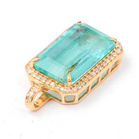 5.49 Ct Octagon Step Cut Natural Emerald 14K Gold Pendant