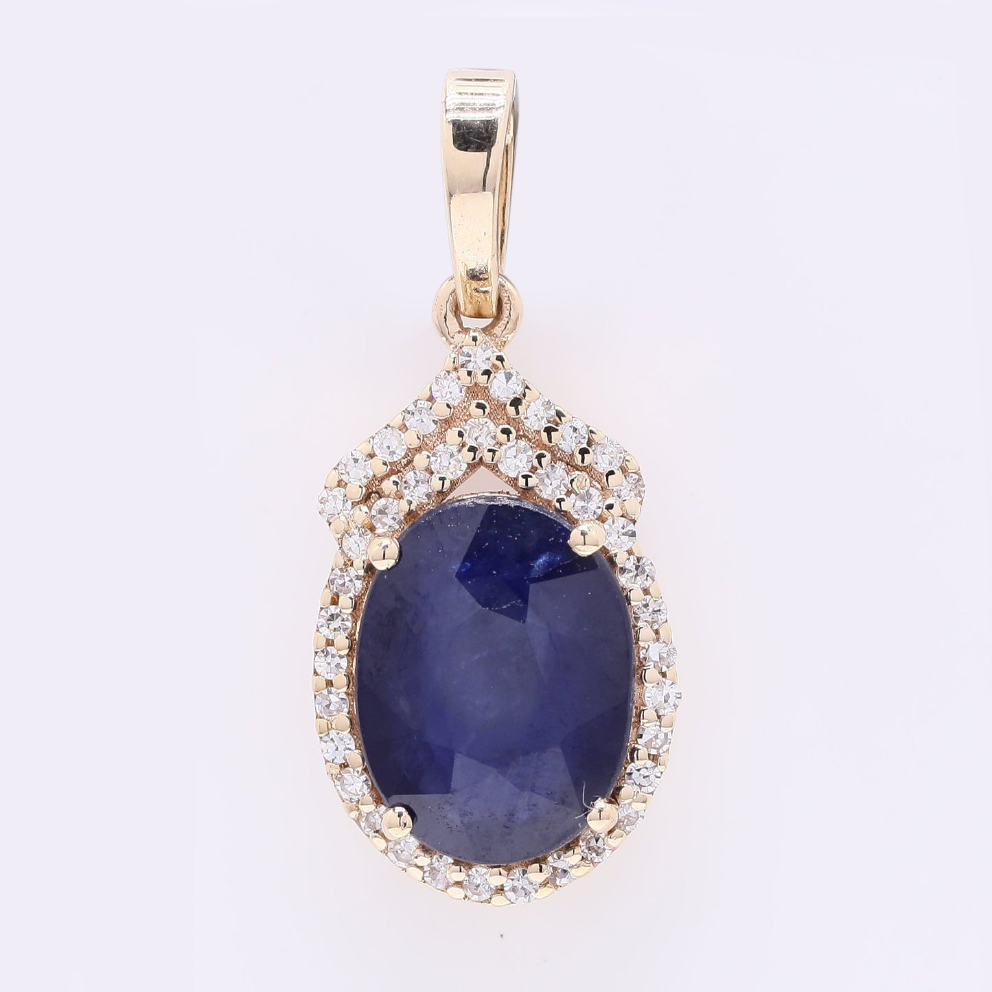 2.30 Ct Oval Mixed Cut Natural Sapphire 14K Gold Pendant