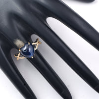 7.04 Ct Heart Cabochon Natural Sapphire 14K Gold Ring