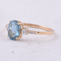 1.24 Ct Oval Natural Aquamarine 14K Gold Ring