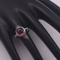 3.26 Ct Oval Cabochon Cut Natural Pink Tourmaline 950 Platinum Ring