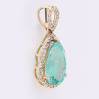 1.84 Ct Pear Mixed Cut Natural Emerald 14K Gold Pendant