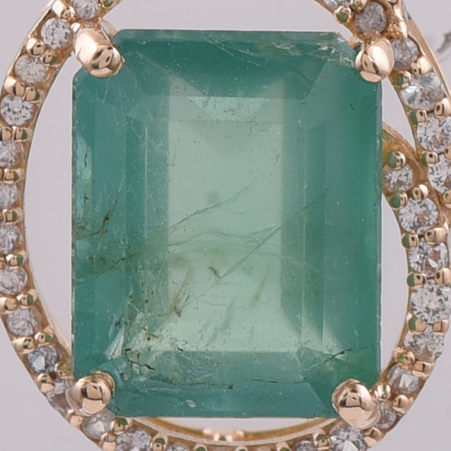 2.83 Ct Octagon Step Cut Natural Emerald 14K Gold Pendant