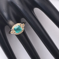 1.57 Ct Cushion Mixed Cut Natural Emerald 14K Gold Ring
