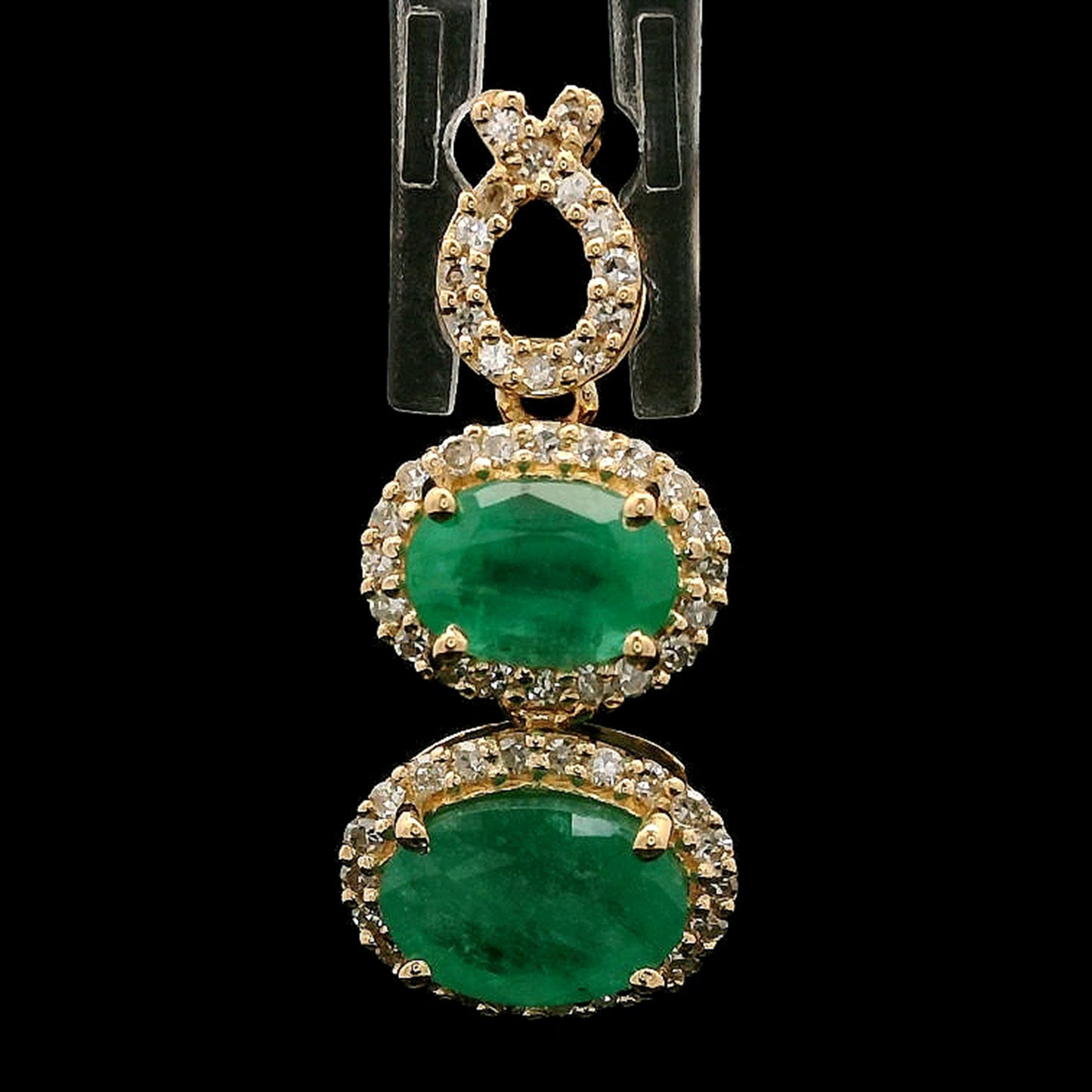 1.62 Ct Oval Mixed Cut Natural Emerald 14K Gold Pendant