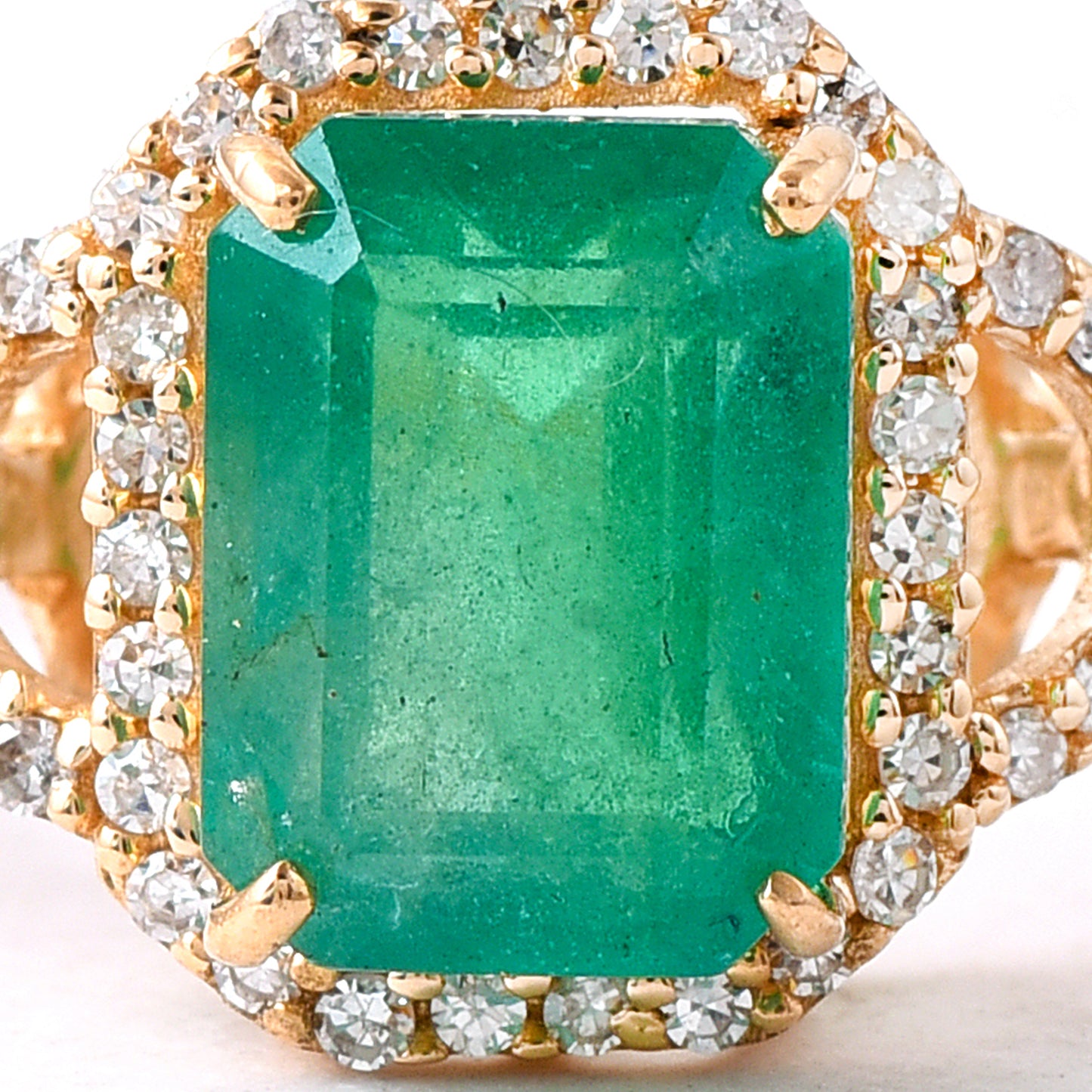 2.12 Ct Octagon Step Cut Natural Emerald 14K Gold Ring