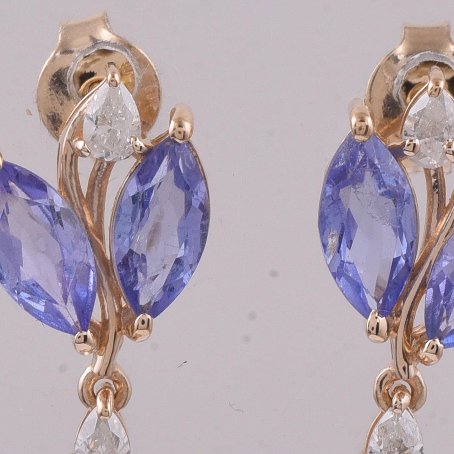 1.59 Ct Marquise Natural Tanzanite 14K Gold Earrings