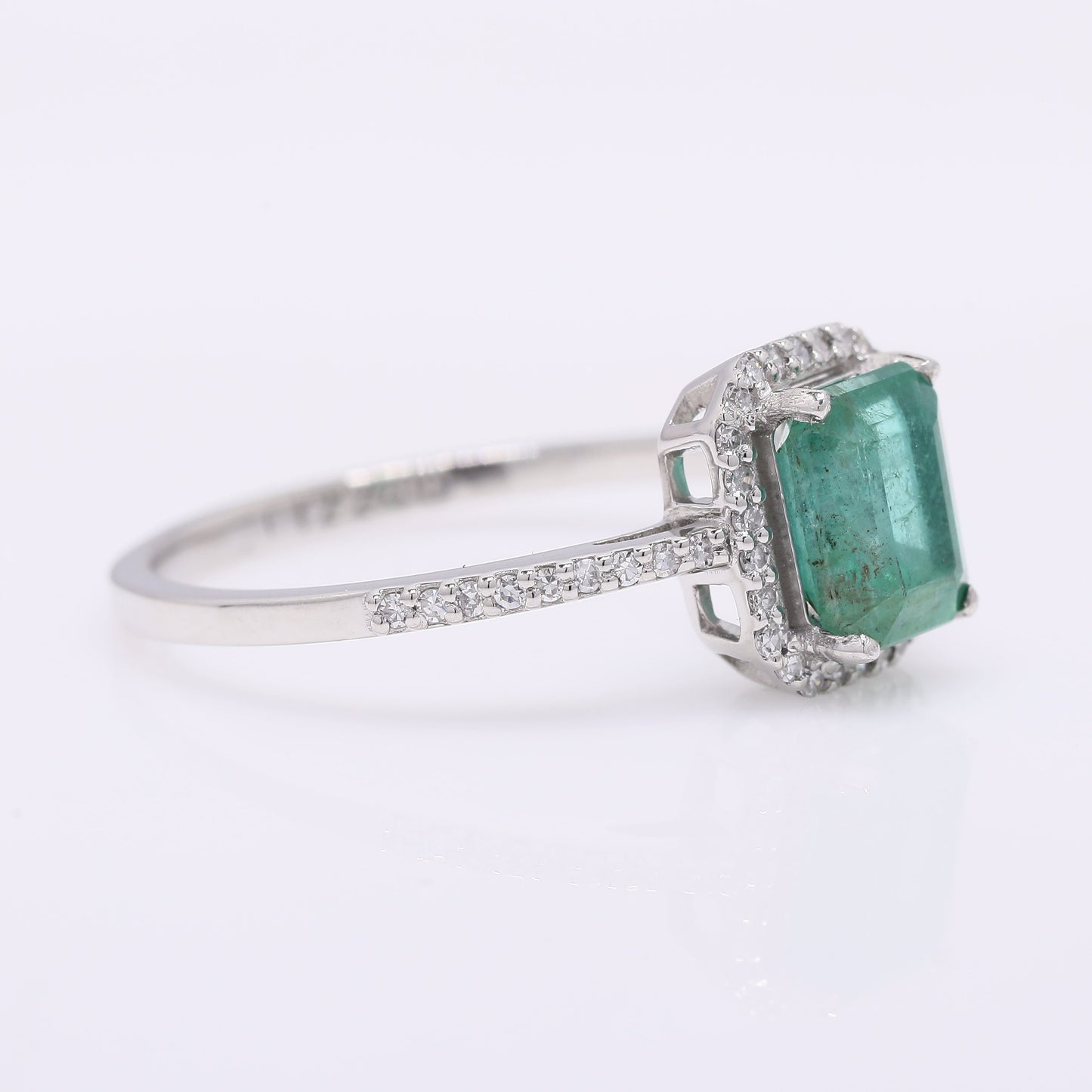 1.32 Ct Octagon Step Cut Natural Emerald 950 Platinum Ring