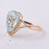 2.22 Ct Pear Natural Aquamarine 14K Gold Ring