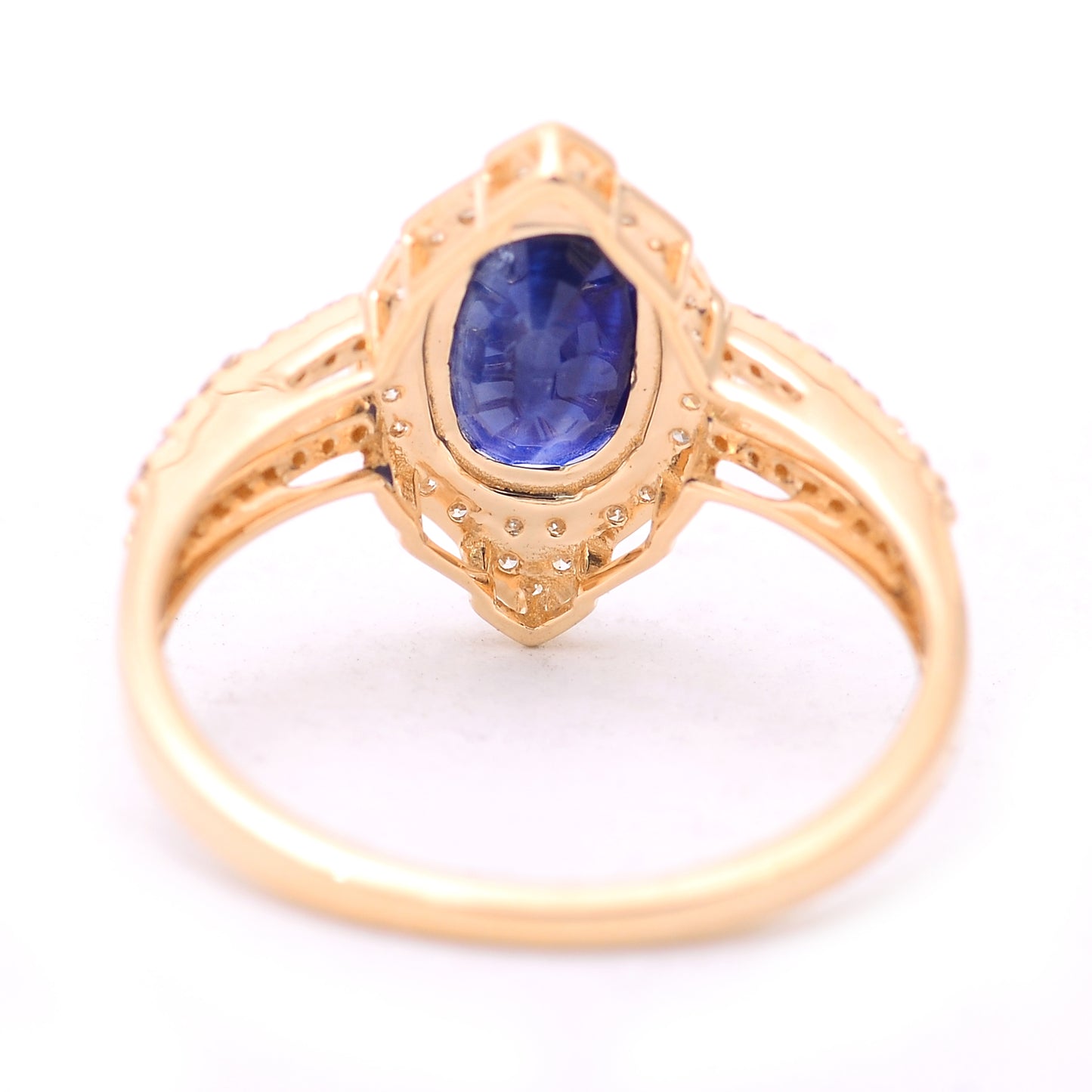1.63 Ct Cushion Mixed Cut Natural Sapphire 14K Gold Ring