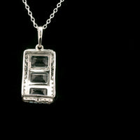 4.62 Ct Octagon Blue Topaz, White Zircon 925 Sterling Silver Pendant