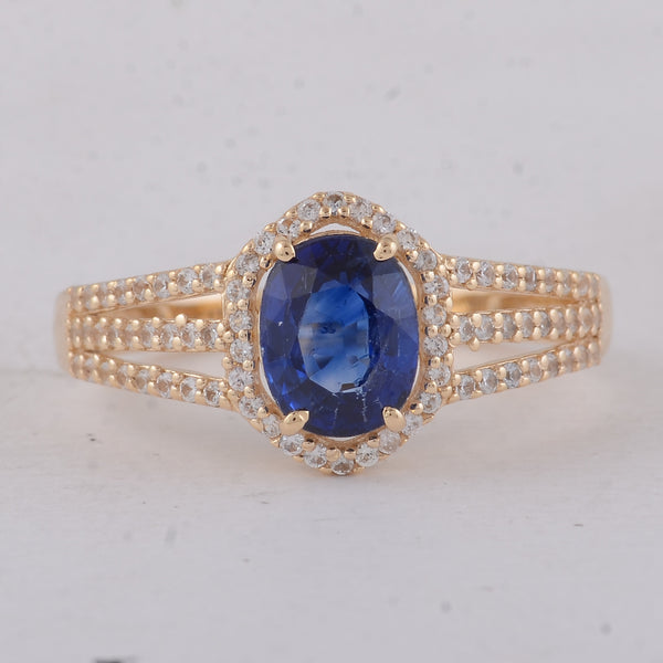 1.81 Ct Oval Sapphire 9K Gold Ring