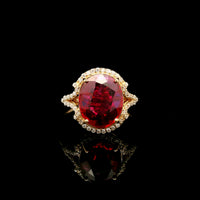 3.99 Ct Oval Mixed Cut Lab Grown Ruby 14K Gold Ring