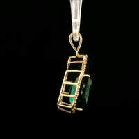 4.47 Ct Cushion Lab Grown Emerald 14K Gold Pendant