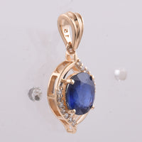 1.84 Ct Oval Natural Sapphire 14K Gold Pendant