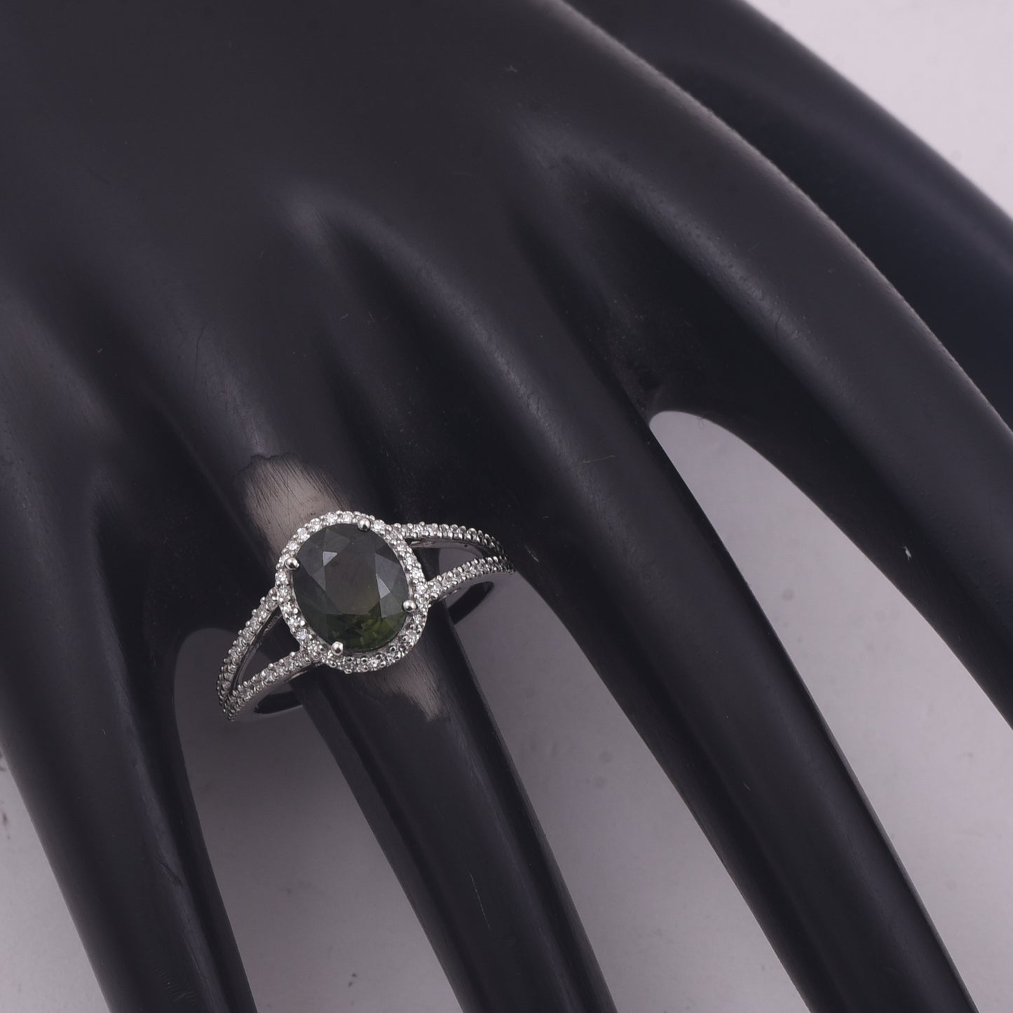 2.42 Ct Oval Mixed Cut Natural Green Sapphire 950 Platinum Ring