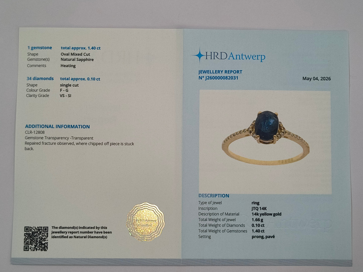 1.50 Ct Oval Mixed Cut Natural Sapphire 14K Gold Ring