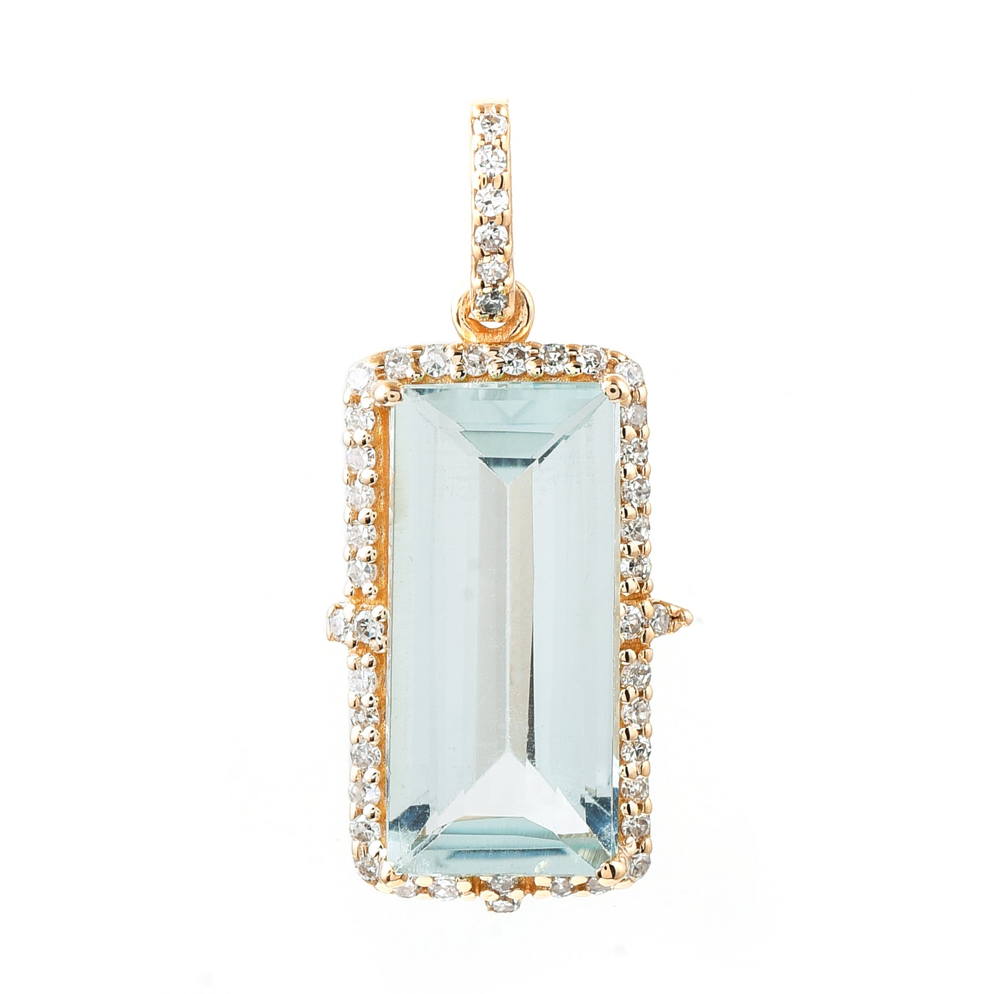 2.39 Ct Baguette Aquamarine 14K Gold Pendant