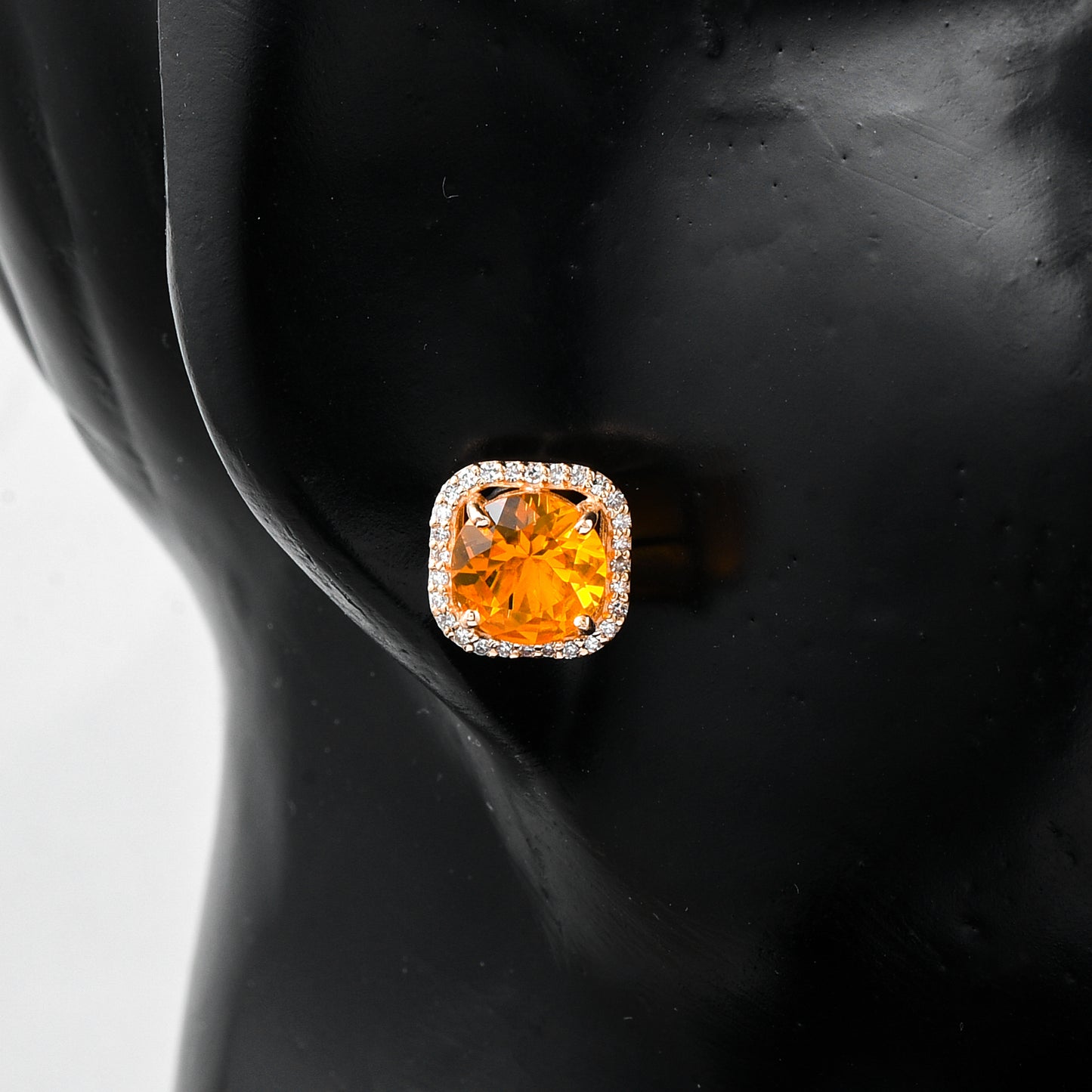 1.87 Ct Round Mixed Cut Natural Fire Opal 14K Gold Earrings