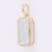 3.12 Ct Octagon Step Cut Natural Aquamarine 14K Gold Pendant