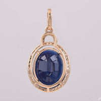 7.69 Ct Oval Mixed Cut Natural Sapphire 14K Gold Pendant