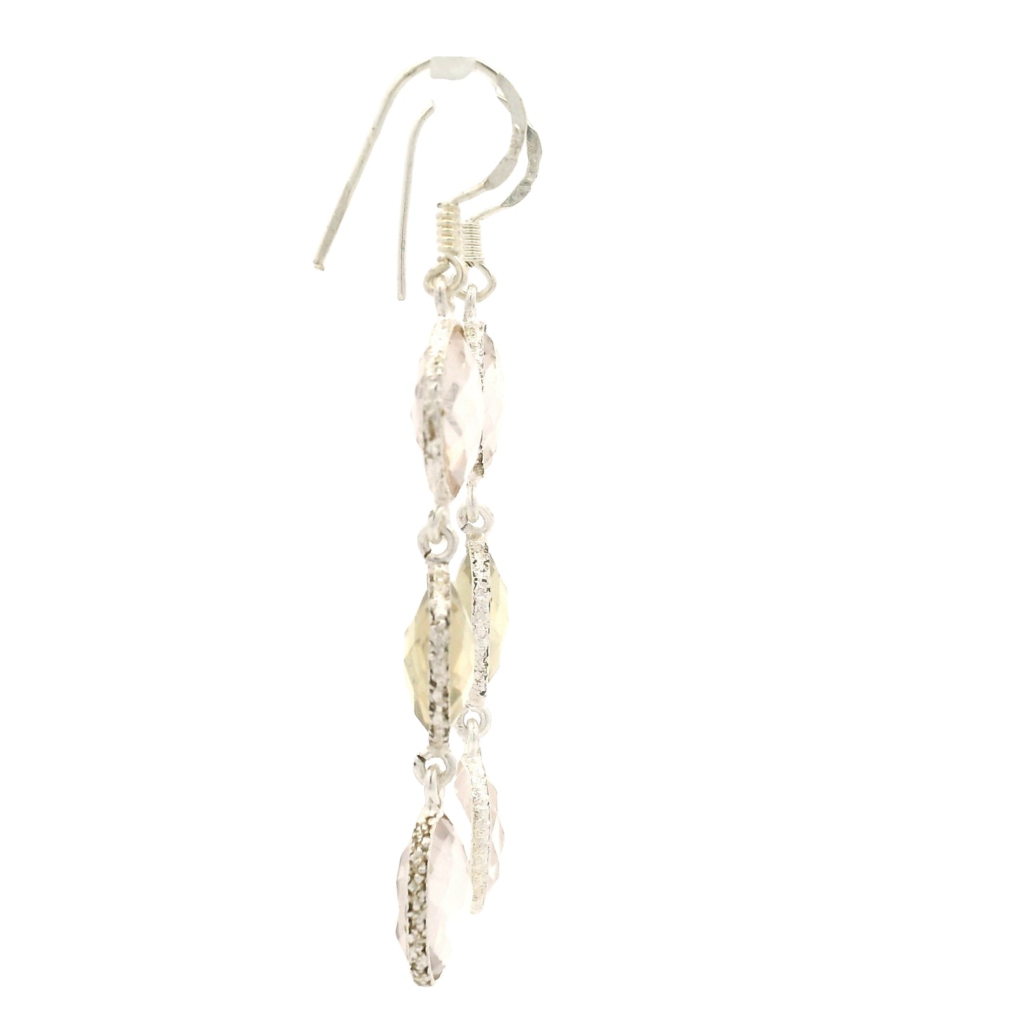 9.40 Ct Rose Quartz, Lemon Quartz 925 Sterling Silver Earrings