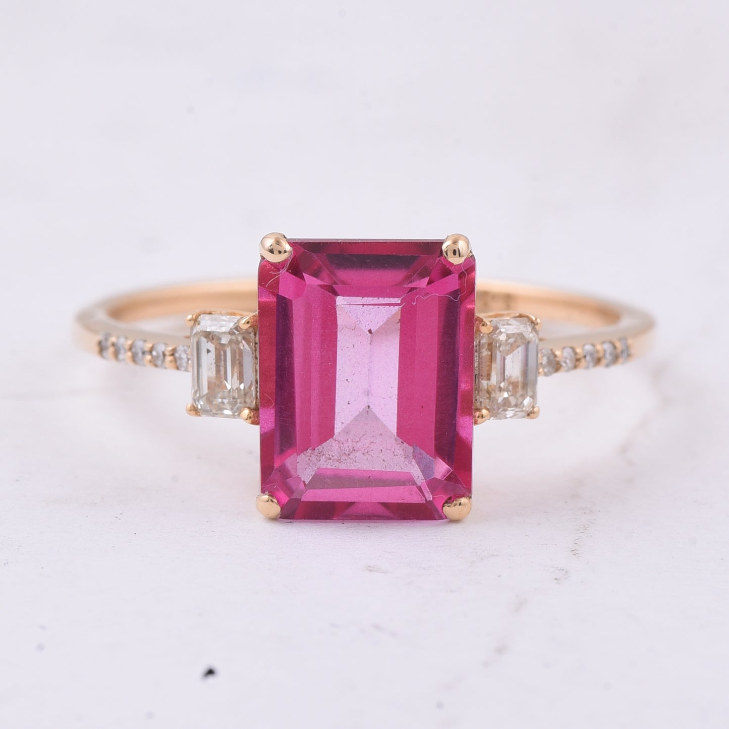 2.88 Ct Octagon Step Cut Natural Topaz 14K Gold Ring
