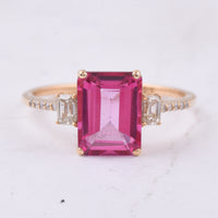 2.88 Ct Octagon Step Cut Natural Topaz 14K Gold Ring