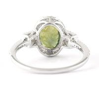 2.62 Ct Oval Mixed Cut Natural Green Sapphire 950 Platinum Ring