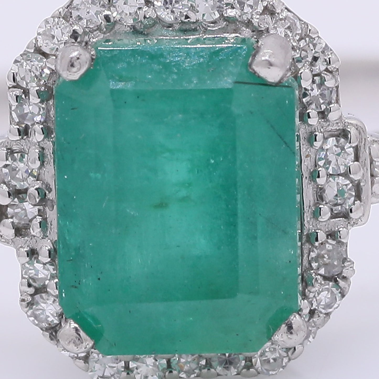 2.14 Ct Octagon Step Cut Natural Emerald 950 Platinum Ring