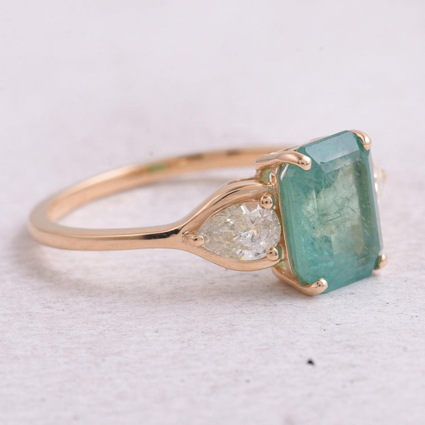 2.22 Ct Octagon Step Cut Natural Emerald 14K Gold Ring