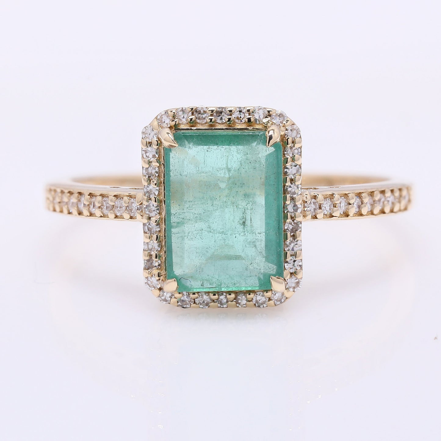 1.71 Ct Octagon Step Cut Natural Emerald 14K Gold Ring