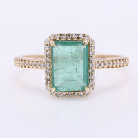 1.71 Ct Octagon Step Cut Natural Emerald 14K Gold Ring