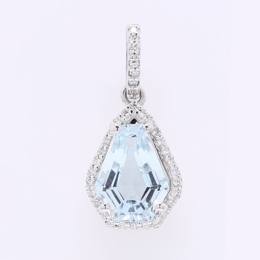 1.34 Ct Hexagon Step Cut Natural Aquamarine 950 Platinum Pendant