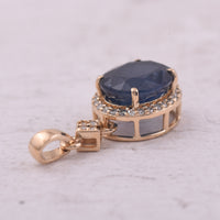 3.10 Ct Oval Mixed Cut Natural Sapphire 14K Gold Pendant
