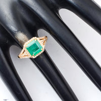 2.06 Ct Octagon Step Cut Natural Emerald 14K Gold Ring