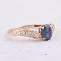 1.43 Ct Oval Natural Sapphire 14K Gold Ring