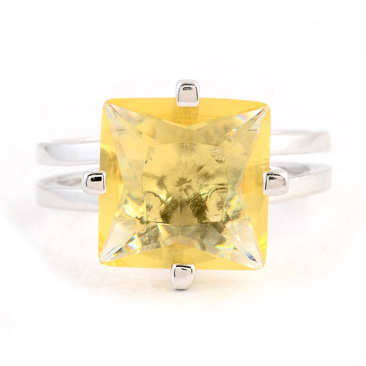 6.51 Ct Created Citrine 925 Sterling Silver Ring