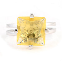 6.51 Ct Created Citrine 925 Sterling Silver Ring