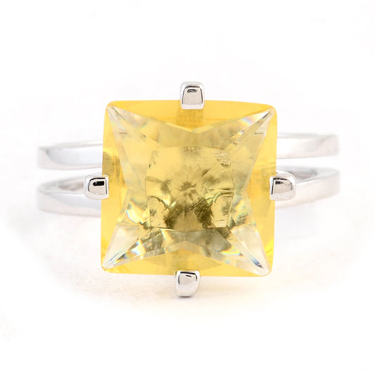 6.51 Ct Created Citrine 925 Sterling Silver Ring