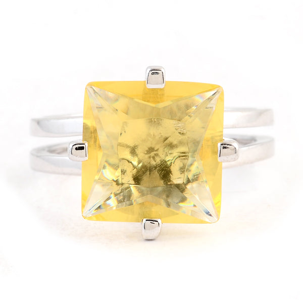 6.51 Ct Created Citrine 925 Sterling Silver Ring