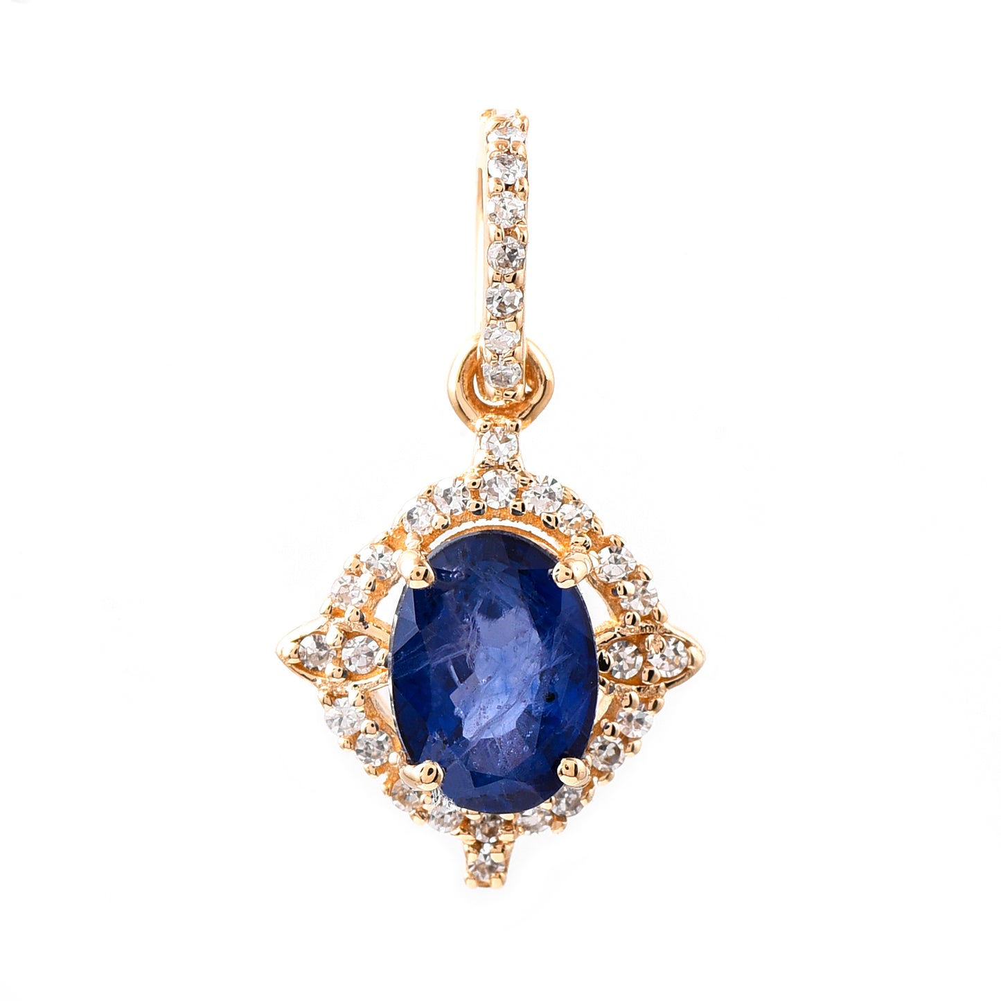 1.16 Ct Oval Mixed Cut Natural Sapphire 14K Gold Pendant