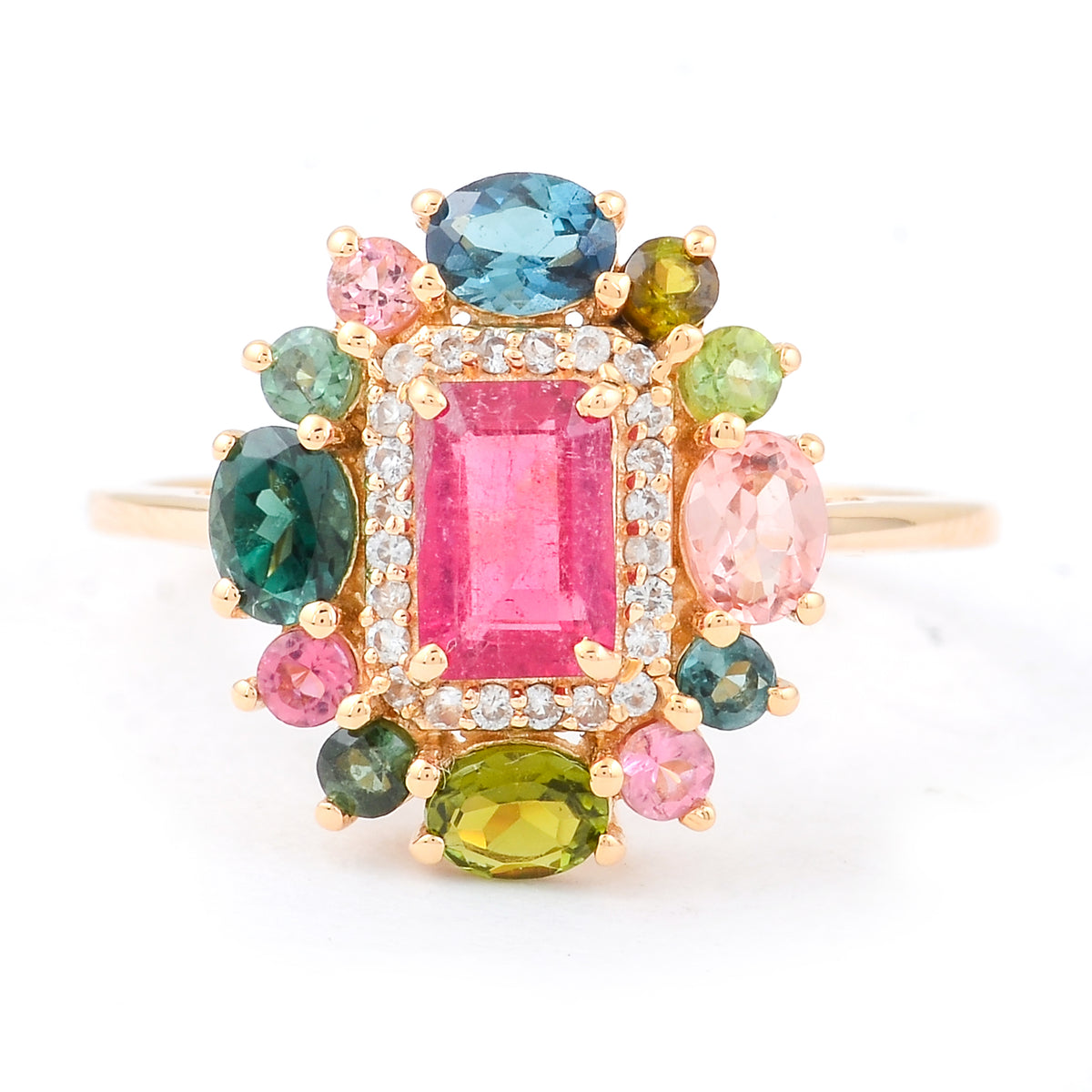 1.69 Ct Octagon Rubellite 14K Gold Ring
