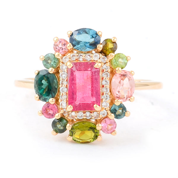 1.69 Ct Octagon Rubellite 14K Gold Ring